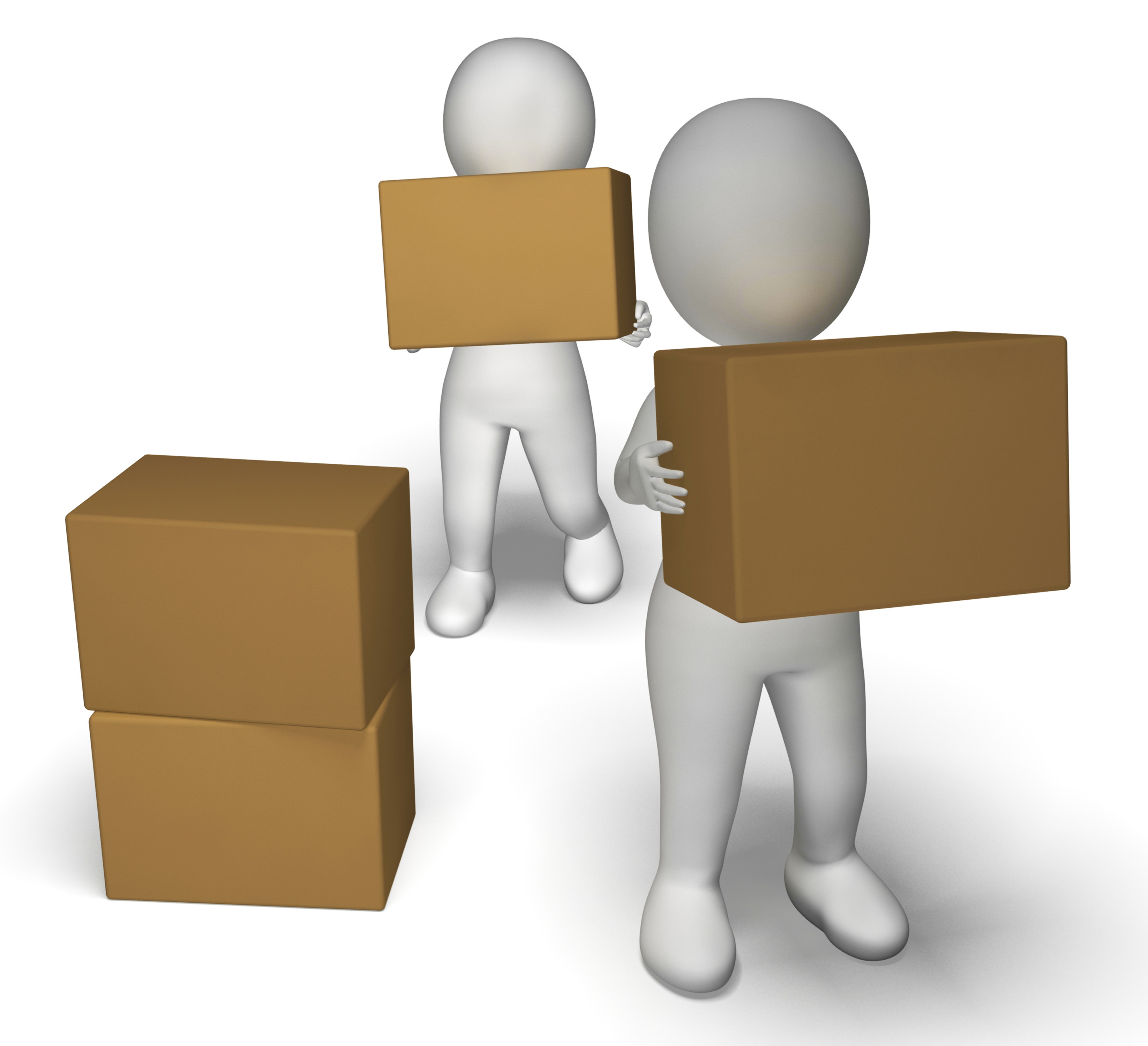 Delivery By 3d Characters Showing Moving Packages